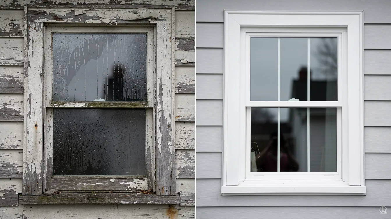 Before and after window replacement